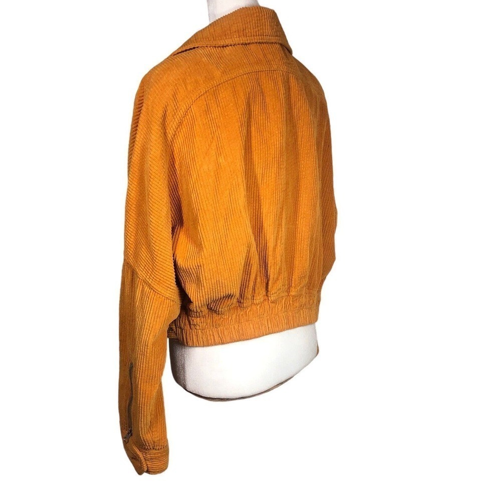 Free People Jacket Womens M Orange Slouchy Dolman Moto Corduroy Lagenlook Y2K - Picture 11 of 13